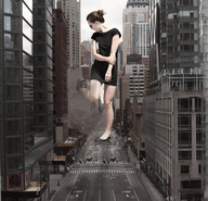 giantess collage city destruction shoes brunette skyscraper streets pedestrians between_buildings olivia_wilde cracked_pavement intershrinker