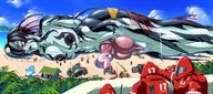 breasts drawing giantess pussy color futanari penis beach mermaid lying_down examining hazmat_suits mikoyan みこやん