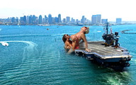 breasts nipples giantess collage city blonde large_breasts swimsuit water ocean buildings brunette skyline lesbians skyscraper sunglasses giantesses breast_play boats aircraft_carrier sailors waterfront flight_deck zed782