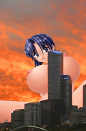 breasts drawing giantess city glasses anime