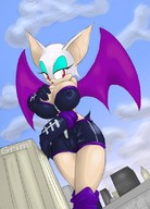 breasts drawing giantess wings city color cleavage huge_breasts grim sonic_the_hedgehog curvy voluptuous rouge_the_bat