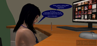 nude black_hair story shrunken_woman looking_down standing desk giantessbooru digital_render midyin computer_monitor