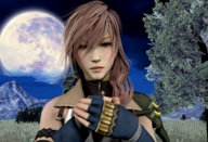 handheld moon pink_hair gloves shrunken_man mountains holding looking_up lightning final_fantasy_xiii looking_at_tiny regts92 hope_estheim