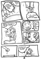drawing comic monochrome cleavage shrunken_man between_fingers smushedboy in_a_farm_with_malon between_breasts