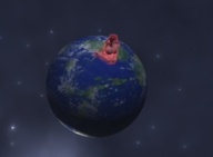 breasts growth giantess nude earth space planet barefoot huge_breasts red_hair digital_render cosmic_giantess red_glow roseuslupus