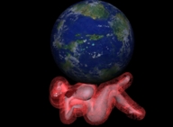 breasts growth giantess nude earth space planet barefoot huge_breasts red_hair digital_render cosmic_giantess red_glow roseuslupus