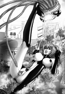 breasts drawing giantess pussy city monochrome what destruction gloves lying_down kick apricot_garden monster tentacles beam
