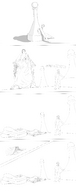 breasts drawing nipples nude comic monochrome butt shrinking chess shrunken_woman loose_clothing checkmate chess_pieces