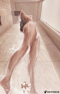 drawing nude color long_hair butt barefoot shower shrunken_man bubbles giantessfan soapy
