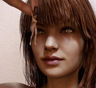 breasts nipples gentle nude pussy handheld navel legs shrunken_woman dangle looking_at_tiny digital_render flagg3d