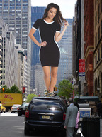 giantess collage city destruction buildings brunette wonderslug dress walking streets vehicles street_view pretty_woman samaria_regalado