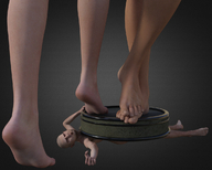 crush small_man size_difference barefoot domination unknown_artist foot_crush amazon cruel underneath pinned digital_render