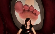 toes barefoot soles shoes domination in_shoe shrunken_woman pedicure floor raised_foot imminent_crush digital_render cornered jamesmason0