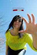 black_hair clothed bending_over sky sweater rings point_of_view looking_at_viewer krisztina