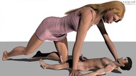 long_hair penis barefoot lying_down crawling amazon naked_man mini_skirt no_background looking_at_tiny digital_render imagin8