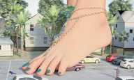 giantess city barefoot vehicles vehicle_crush tiny_mk green_nails digital_render stephifox