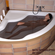 nude bath water unaware closed_eyes ships candles digital_render openhighhat bath_interrupted