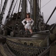 bath water red_hair shrunken_woman shrunken_man ships digital_render openhighhat bath_interrupted