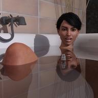 bath water green_eyes looking_down open_mouth ships digital_render openhighhat bath_interrupted
