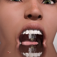 vore bath water green_eyes shrunken_people open_mouth inside_mouth ships imminent_vore on_tongue digital_render openhighhat bath_interrupted
