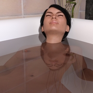 nude bath water unaware closed_eyes relaxing openhighhat bath_interrupted