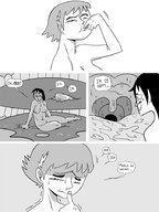 breasts drawing nude comic monochrome saliva short_hair shrunken_woman inside_mouth inside_view dialogue on_tongue shyguy9