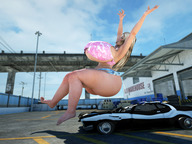 breasts giantess blonde butt barefoot huge_breasts bbw vehicles vehicle_crush redfiredog digital_render