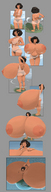 breasts drawing growth giantess nude earth mega space black_hair color blue_eyes planet barefoot cleavage huge_breasts breast_expansion looking_at_viewer berggie cosmic_giantess
