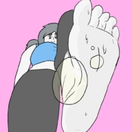 drawing color toes barefoot sweat looking_down point_of_view looking_at_viewer raised_foot white_skin wii_fit_trainer sleepycoffin
