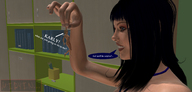 breasts nude blonde black_hair blue_eyes barefoot indoors between_fingers digital_render midyin