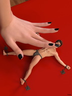 finger bondage hand shrunken_man weights mr_luigi captured manicure bench taped_down gym digital_render
