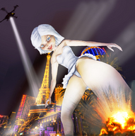breasts drawing giantess white_hair collage panties mega upskirt color destruction blue_eyes rampage cleavage helicopter susan ginormica dress short_hair thong foot_crush wedding_dress looking_down cruel night monsters_vs_aliens las_vegas white_dress ripped_clothing eiffel_tower spotlight susan_murphy dreamworks