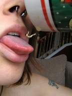 collage vore tongue mouth shrunken_woman falling drinking cup point_of_view