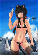drawing giantess crush city swimsuit destruction rampage anime nekochank cat_girl