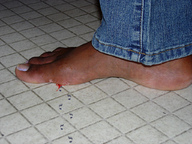 crush collage toes barefoot blood hand shrunken_man foot_print under_foot floor