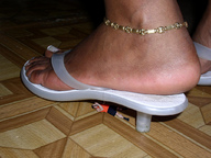 collage feet toes shrunken_man under_foot flip_flops floor raised_foot imminent_crush kimberly
