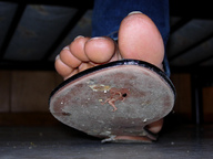 crush collage toes sandals foot_crush shrunken_man floor stuck_to_foot