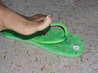 collage toes barefoot in_shoe shrunken_man flip_flops floor source_needed imminent_crush