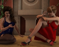 handheld high_heels dress nylons shrunken_woman floor looking_at_tiny digital_render ladyannabellrose