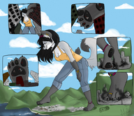 drawing giantess crush furry macro tail city black_hair color destruction clothed cleavage anime blood cruel smoke fox_girl