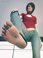 barefoot soles low_angle shrunken_man looking_down point_of_view raised_foot imminent_crush sorenzer0 digital_render