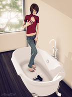 crush feet barefoot bath blood foot_crush shrunken_man cruel looking_at_victim sorenzer0 digital_render