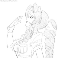 drawing giantess vore monochrome aerith_gainsborough sketch throat final_fantasy_vii braid jsxeno cosplayer