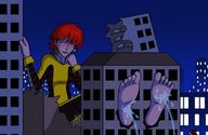 drawing giantess city mega color destruction barefoot water buildings giganta red_hair closed_eyes jumpsuit tickling dc_comics araghenxd