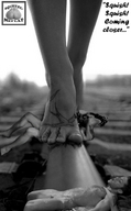 crush collage monochrome barefoot domination foot_crush shrunken_man tattoo squeezemeflat