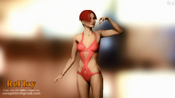 vore handheld finger red_hair shrunken_woman advertisement dangle between_fingers sample_image looking_at_tiny digital_render voraphilm