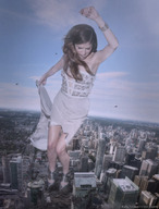collage city mega destruction high_heels buildings brunette jets skyscraper sky analternateusername