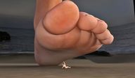 mega beach toes barefoot ocean unaware naked_man rocks imminent_crush digital_render