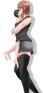 drawing gentle color skirt saliva brunette stockings surprised kissing shrunken_man loving embrace no_background inside_shirt soryuu ソリュウ