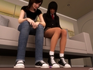jeans domination legs shrunken_woman cruel sneakers pinned converse looking_at_tiny digital_render jamesmason0 amandatheforsaken ai_tanaka